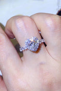 1 Carat Heart-Cut Moissanite Halo Ring | Sterling Silver Pavé Band