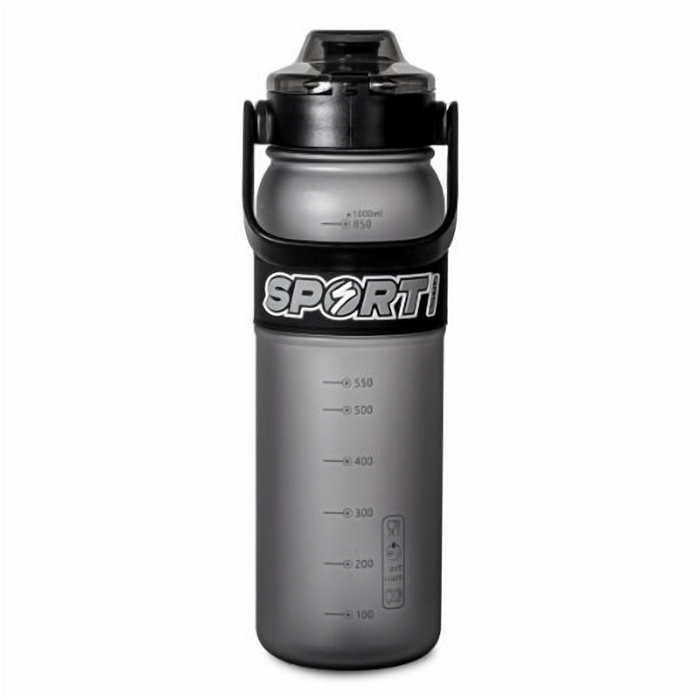 1 L Sports Water Bottle with Silicone Strap, Handle and Straw