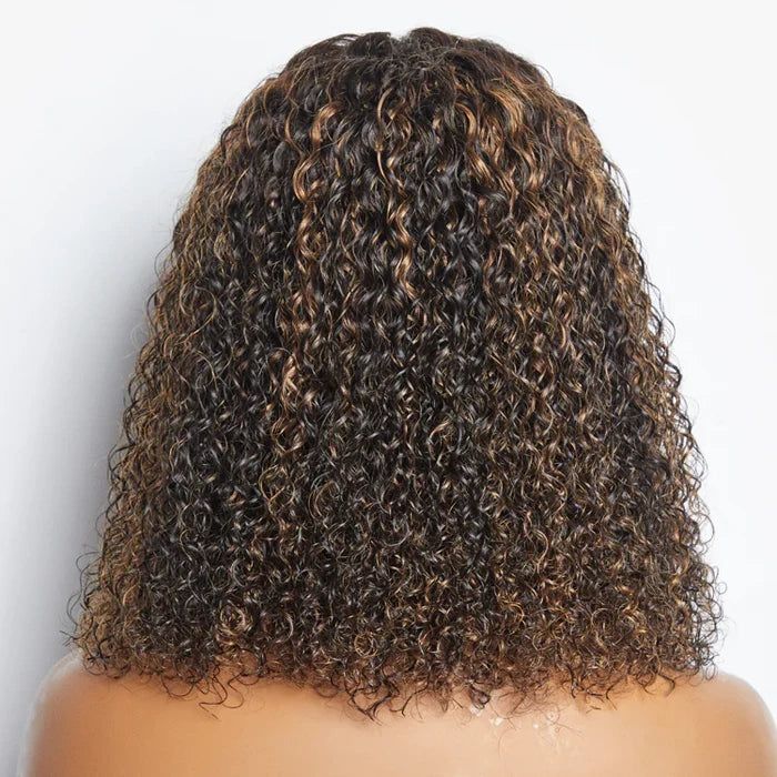 14 Inch P4/27 Kinky Curly 5x5 Lace Closure Wig | Honey Highlight 150% Density