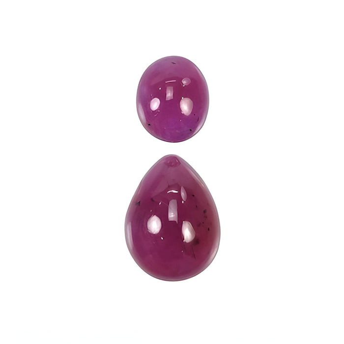 ruby round, pear shape cabochon