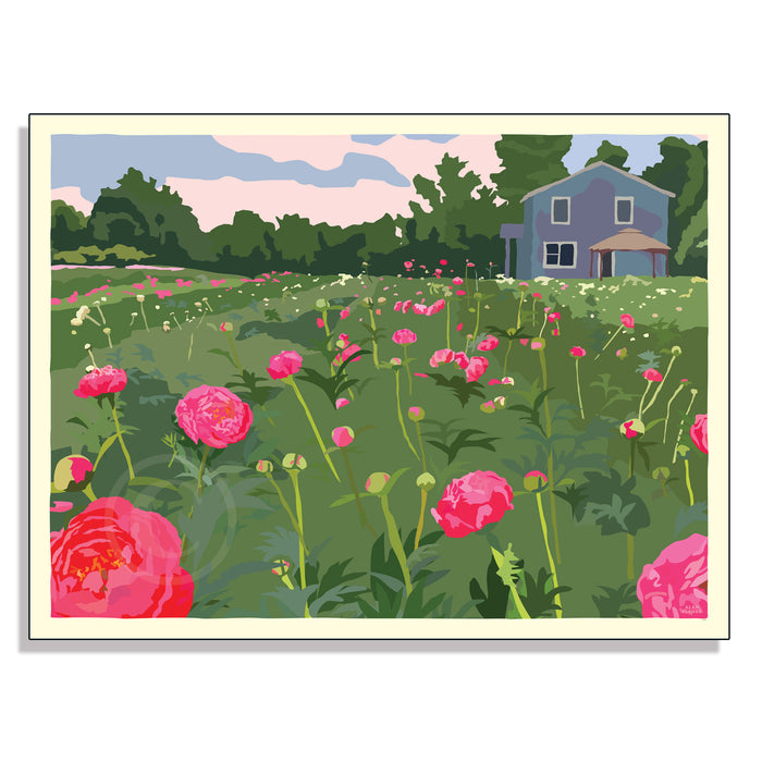 18" x 24" Peonies Art Print Wall Poster By Alan Claude - Maine