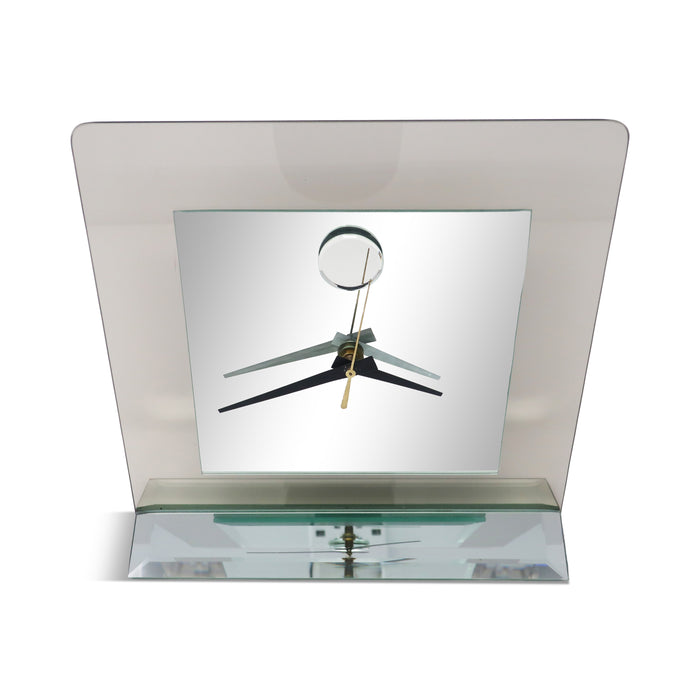 1980s Smoked Glass and Mirror Clock