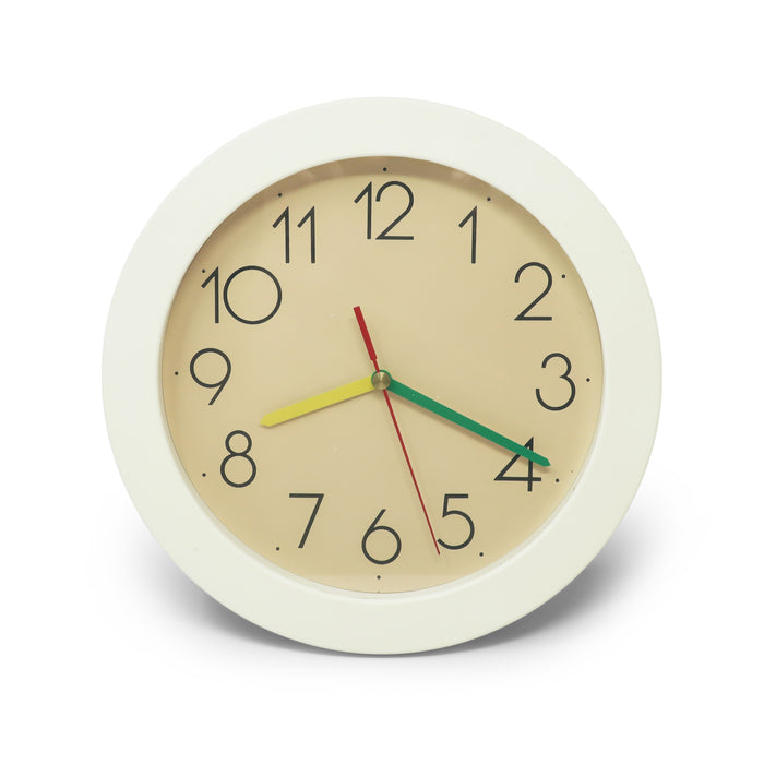 1980s White and Primary Color Wall Clock