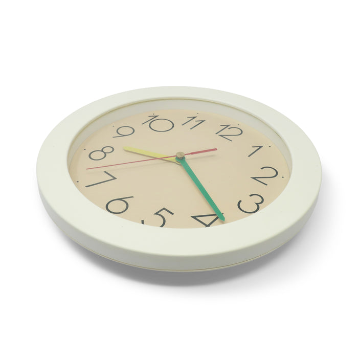 1980s White and Primary Color Wall Clock