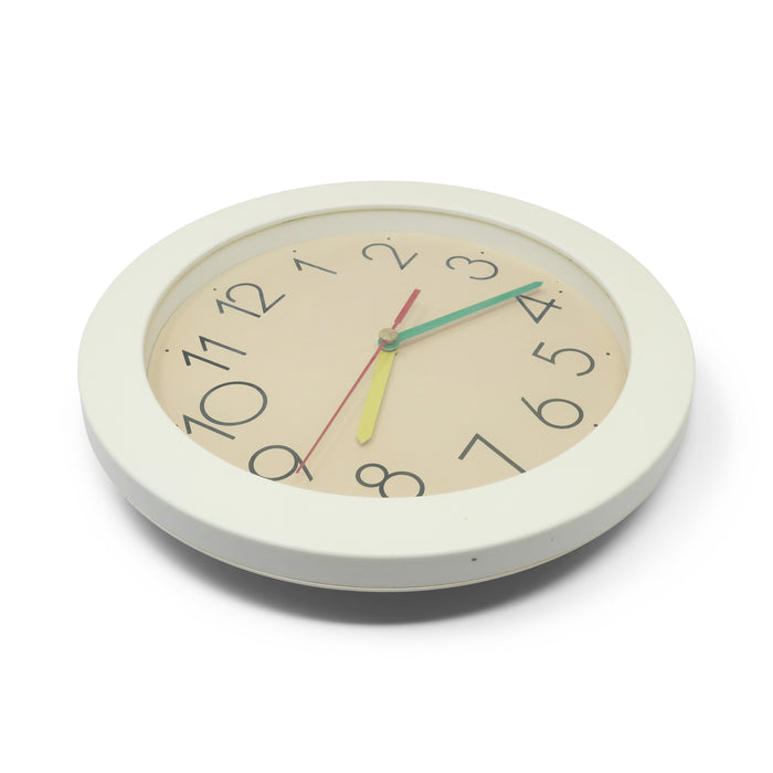 1980s White and Primary Color Wall Clock