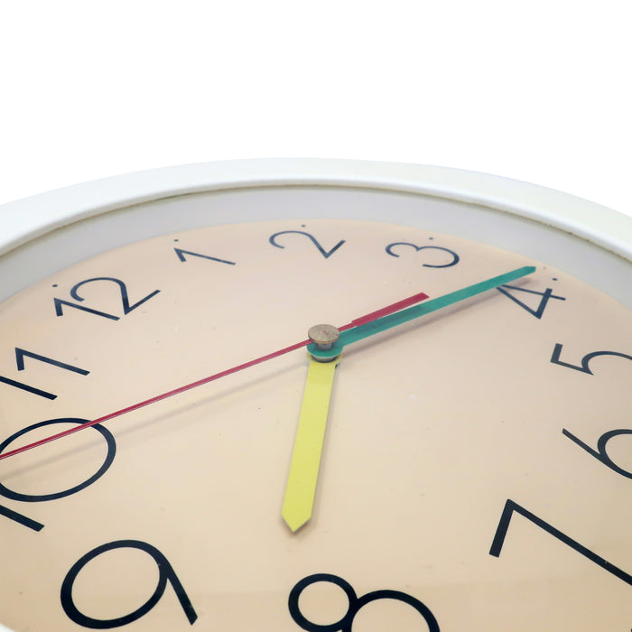 1980s White and Primary Color Wall Clock