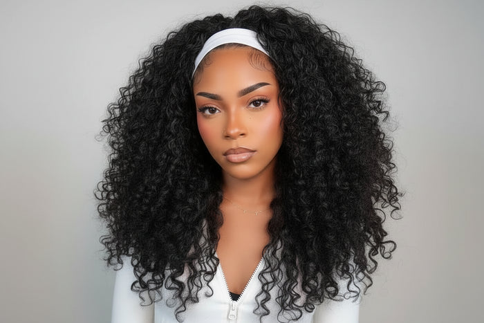 #1B Natural Black Burmese Curly Half Wig 180% Density