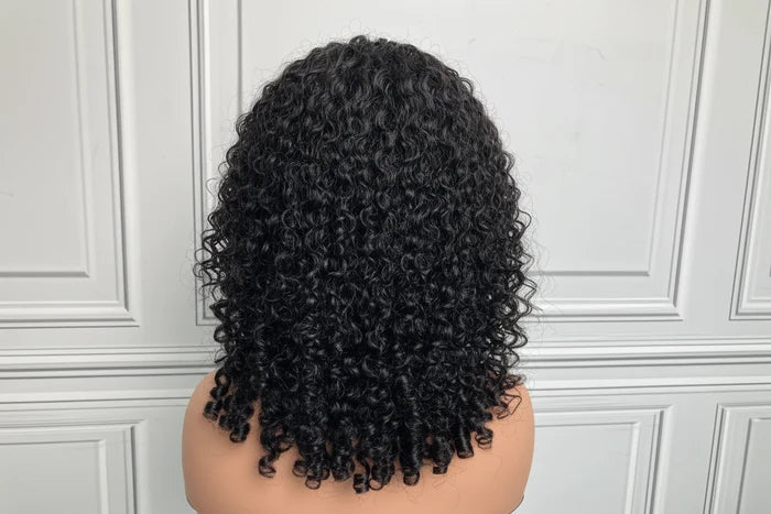 #1B Natural Black Burmese Curly Half Wig 180% Density
