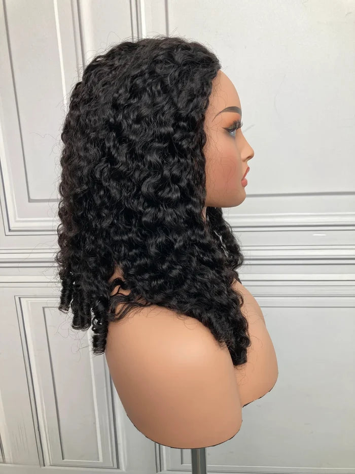 #1B Natural Black Burmese Curly Half Wig 180% Density