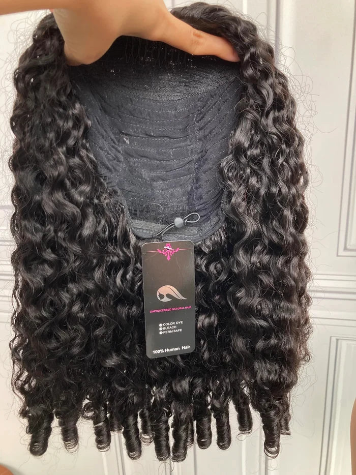 #1B Natural Black Burmese Curly Half Wig 180% Density