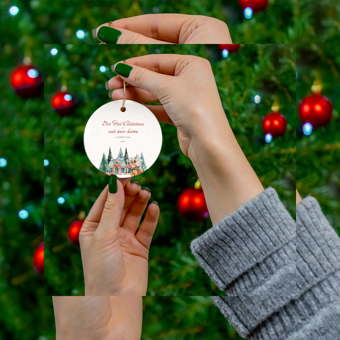 2024 Personalized Merry Christmas Circle Ceramic Ornament