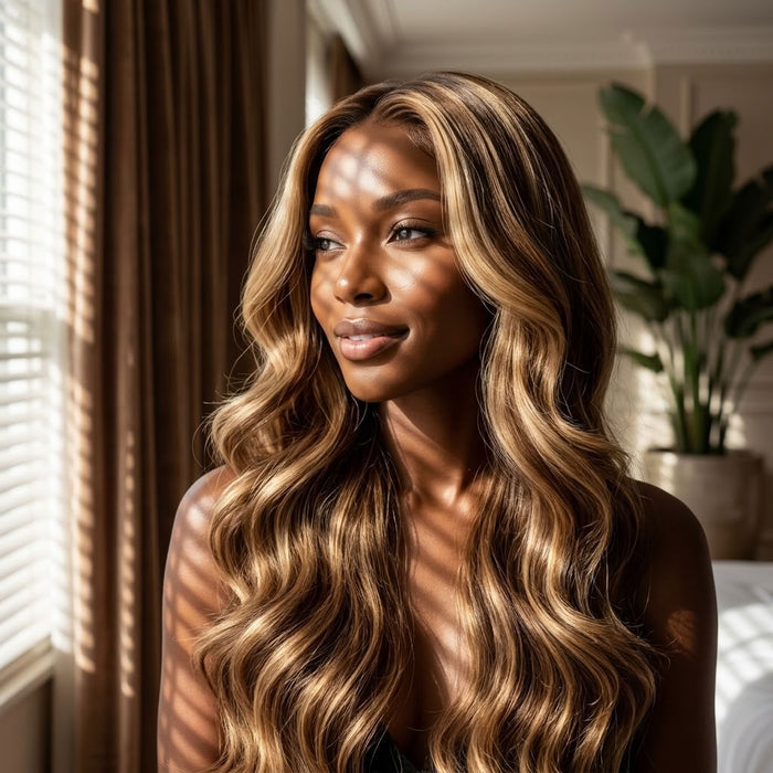 24″ P4/27 Body-Wave 5×5 Glueless Lace Closure Wig – 100% Human Hair - 180% Density