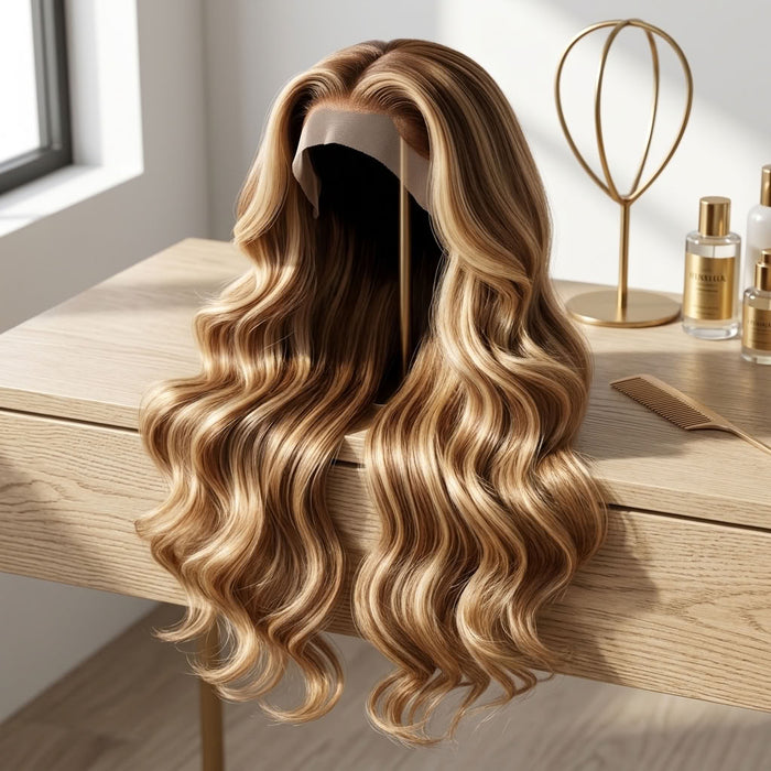 24″ P4/27 Body-Wave 5×5 Glueless Lace Closure Wig – 100% Human Hair - 180% Density
