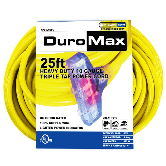 DuroMax  25-Foot 10 Gauge Triple Tap Extension Power Cord
