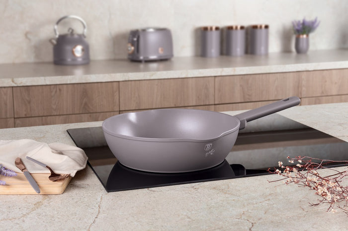 28cm Deep Frypan With 2 Mouth, Taupe