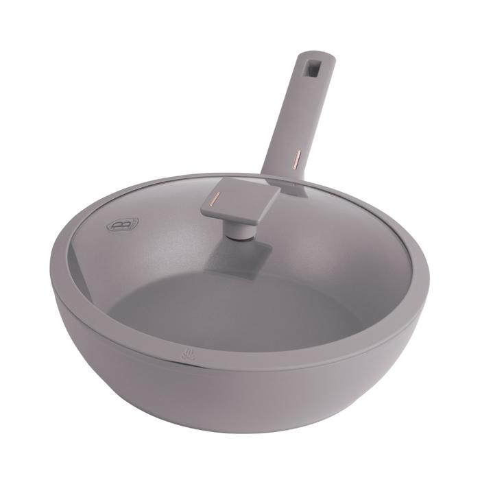 28cm Wok Pan With Lid, Taupe