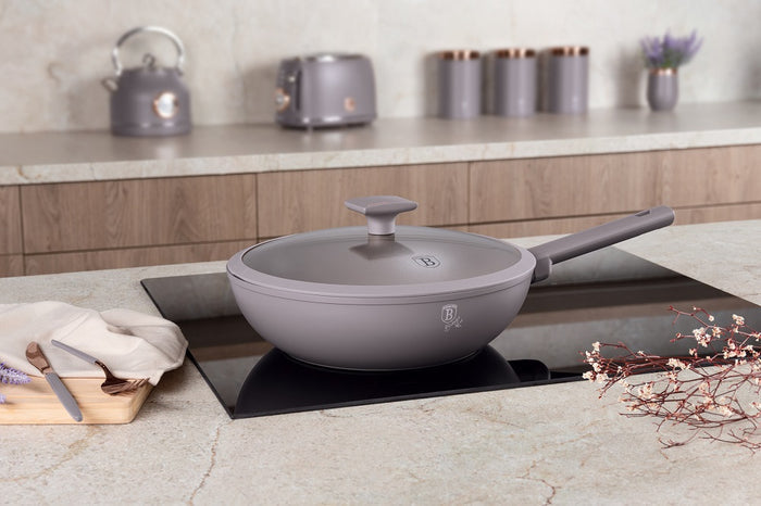 28cm Wok Pan With Lid, Taupe