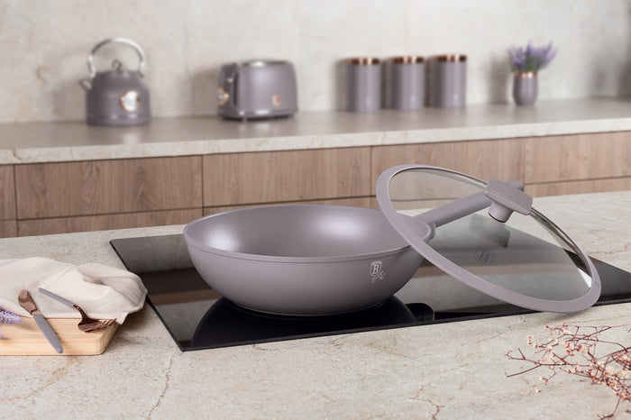 28cm Wok Pan With Lid, Taupe