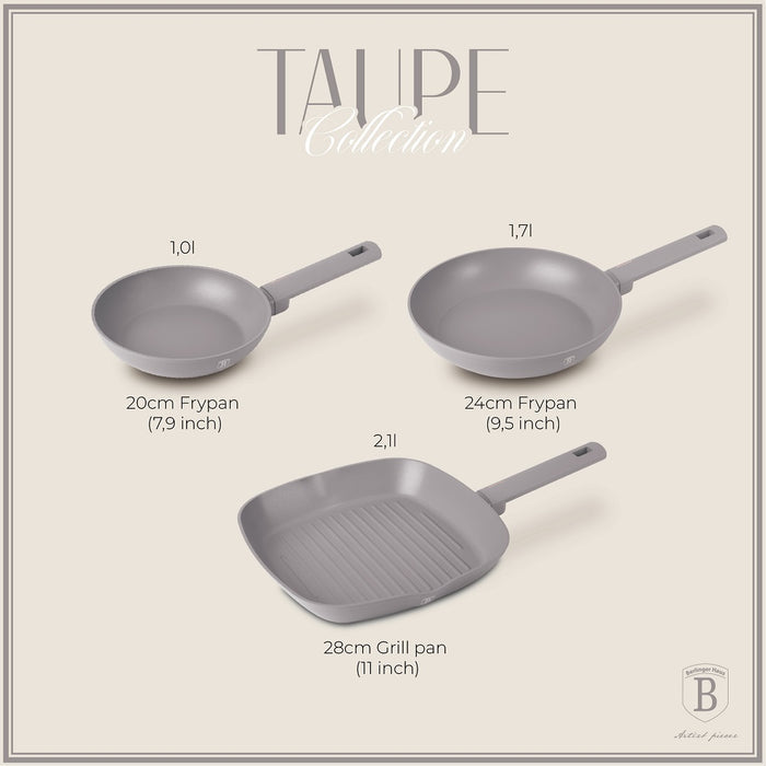 3 Pcs Frypan Set, Taupe