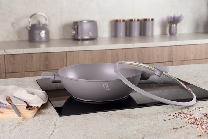 30cm Casserole Wok With Lid, Taupe