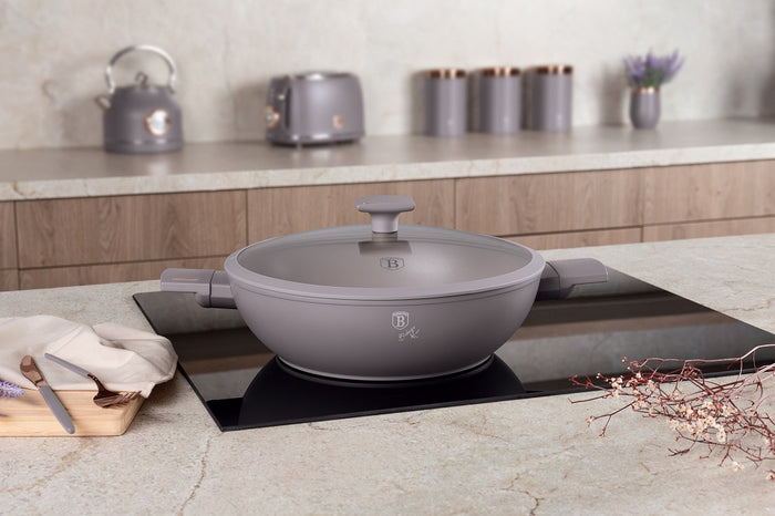30cm Casserole Wok With Lid, Taupe