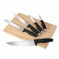 6 Pcs Kitchen Set With Bamboo Board, Matt Black