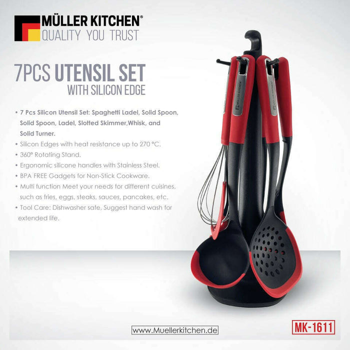 7 Pcs Silicon Utensil Set With Rotating Stand Cooking Utensils 7 Pcs Silicon Utensil Set With Rotating Stand 7 Pcs Silicon Utensil Set With Rotating Stand Muller Koch