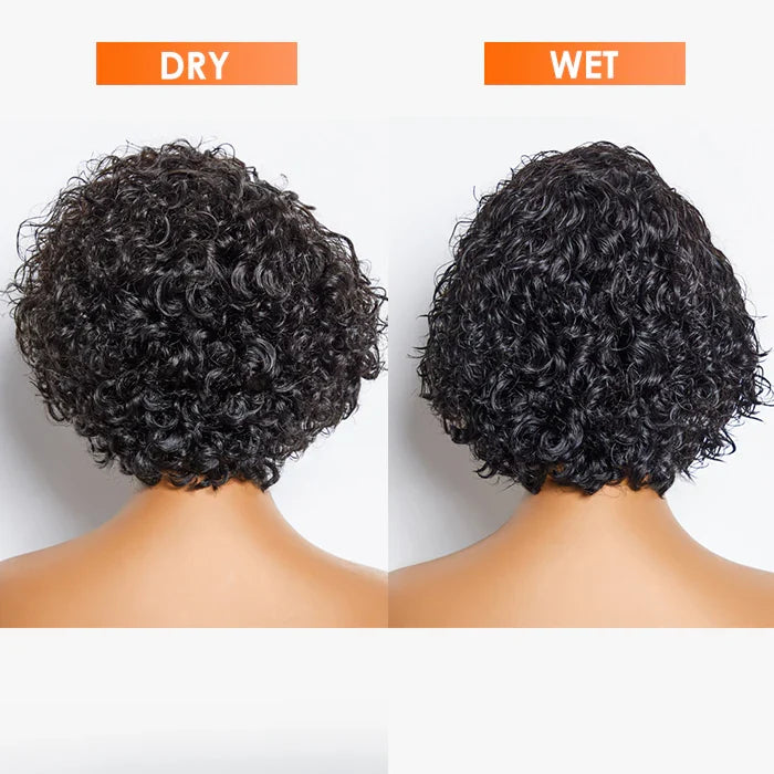 8 inch Short Curly Pixie Cut 13"x4" Frontal Lace Wig Pre-Bleached Knots Brazilian Human Virgin Hair 150% Density