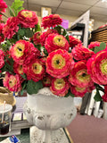 Hot Pink & Coral Ruffled Ranunculus Bush