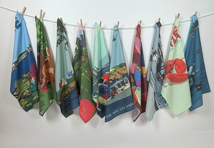 Chairs Overlooking Ram Island  Travel Tea Towel BACK IN STOCK!