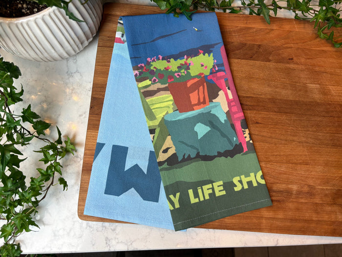 Chairs Overlooking Ram Island  Travel Tea Towel BACK IN STOCK!