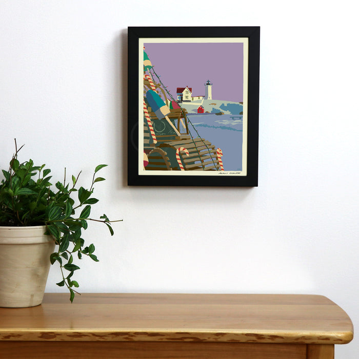 A Very Nubble Christmas 8" x 10" Framed Wall Poster By Alan Claude - Maine