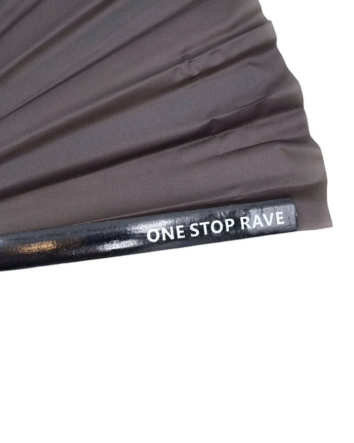 Anti Fan Clacking Fan Club hand fan close up text detail.