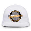 App State Retro Circle snapback hat in white, front view