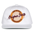 Arizona State Retro Circle snapback hat in white, front view