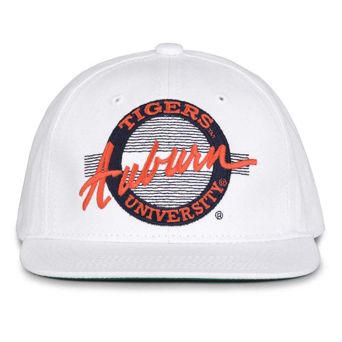 Auburn Retro Circle Snapback - White