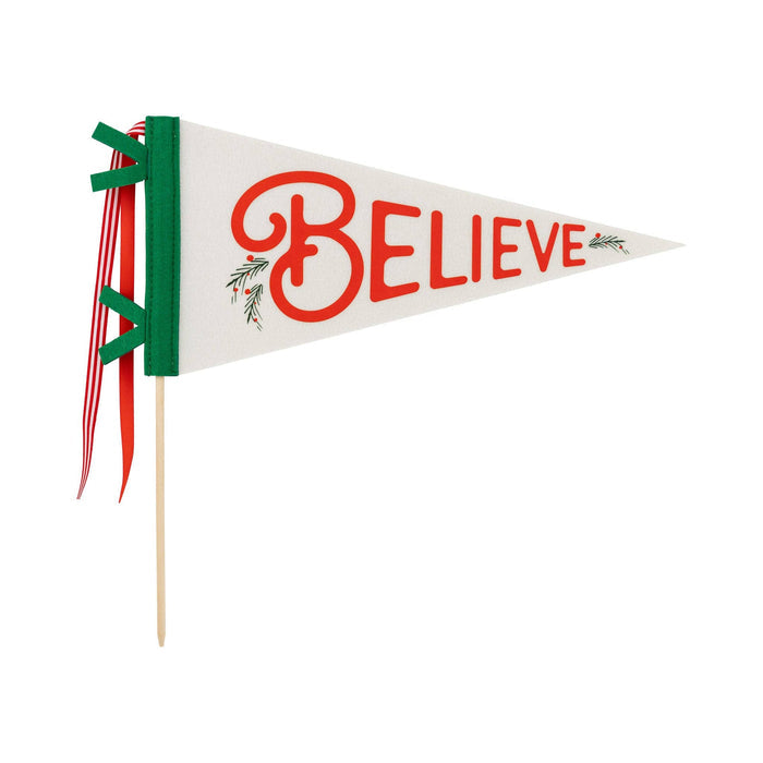BELIEVE Felt Pennant Banner - bubblegum market