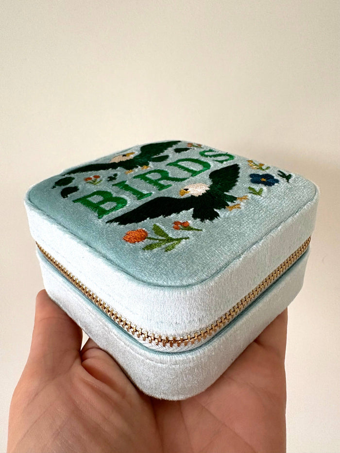 Birds Velvet Travel Jewelry Box