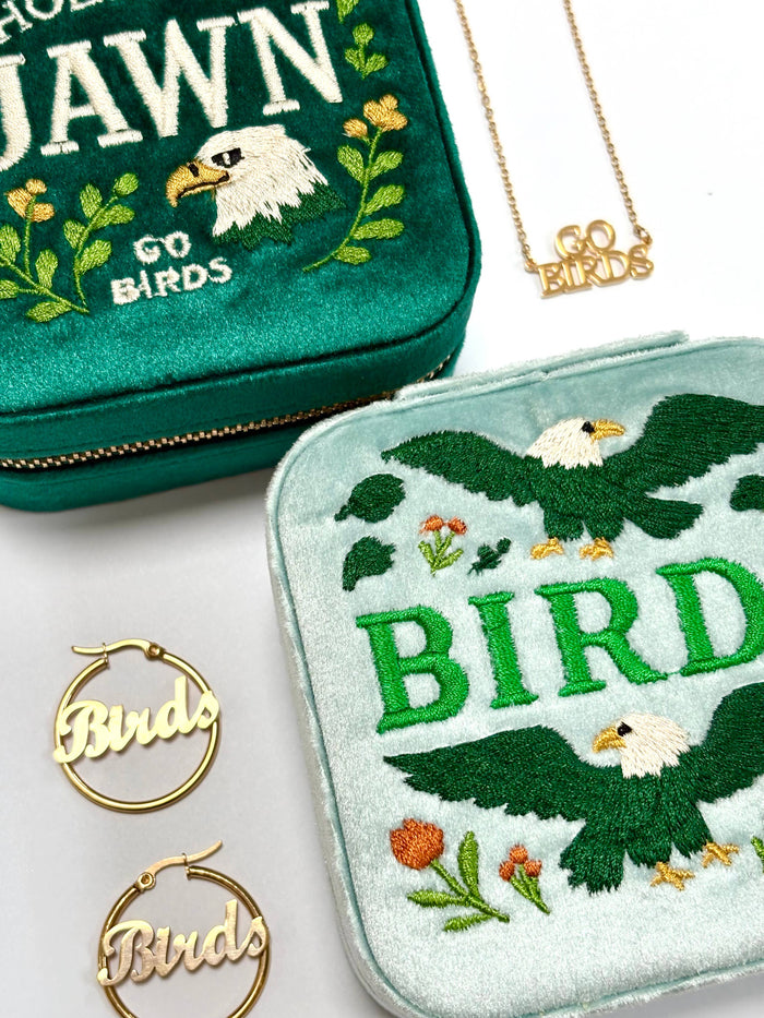 Birds Velvet Travel Jewelry Box