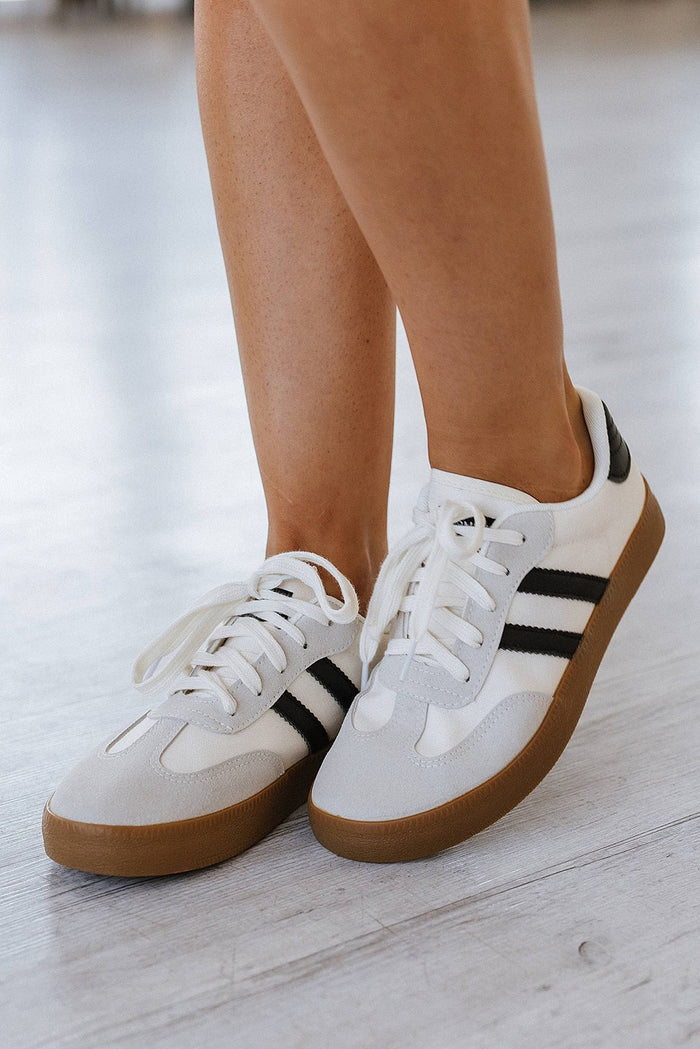 Black Stripe Gum Sole Court Sneaker
