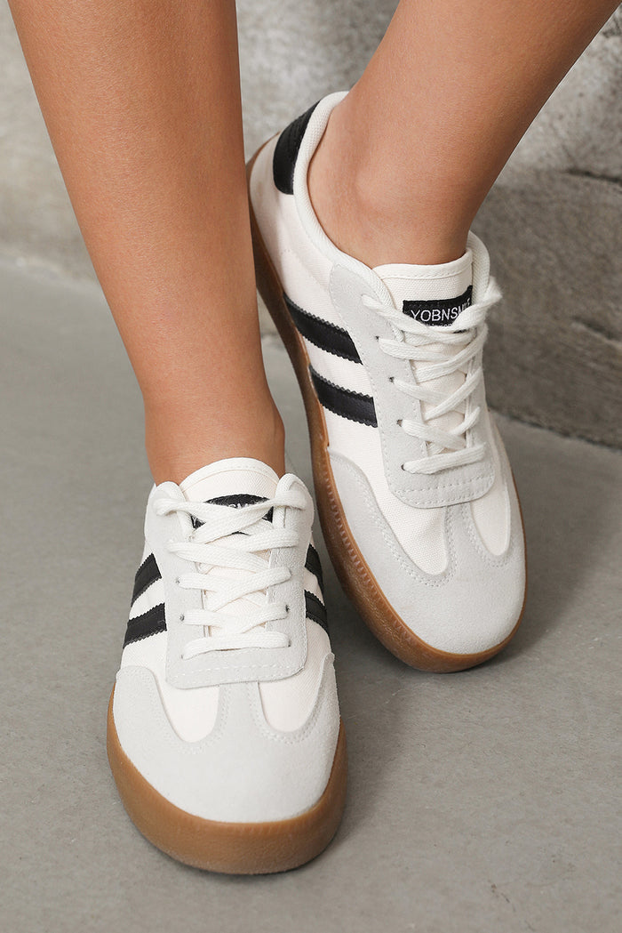 Black Stripe Gum Sole Court Sneaker
