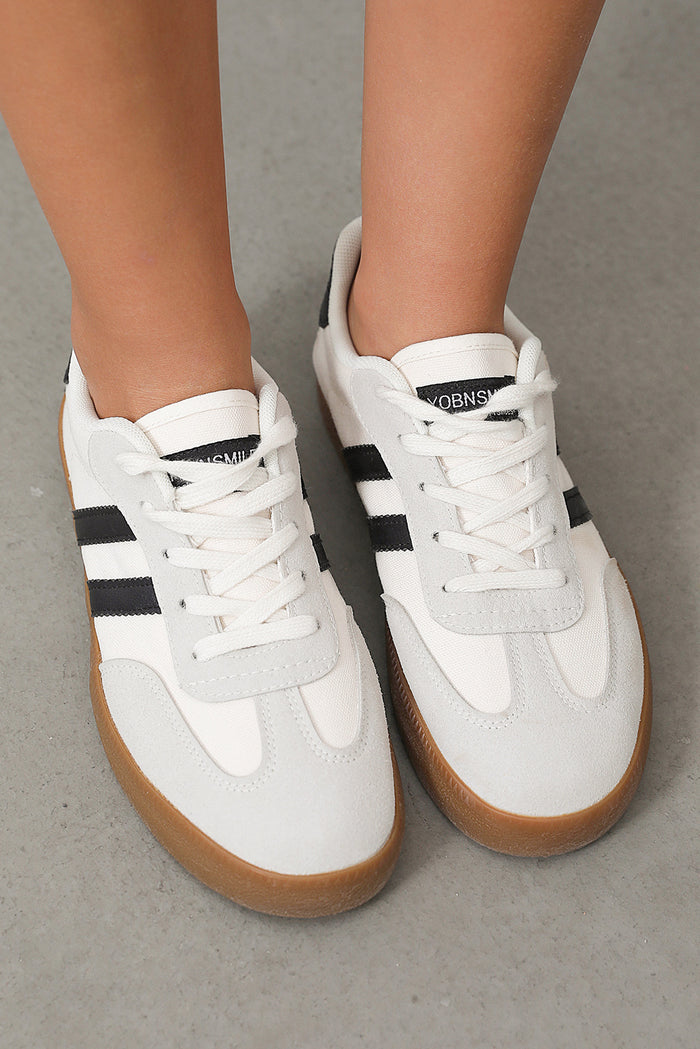 Black Stripe Gum Sole Court Sneaker