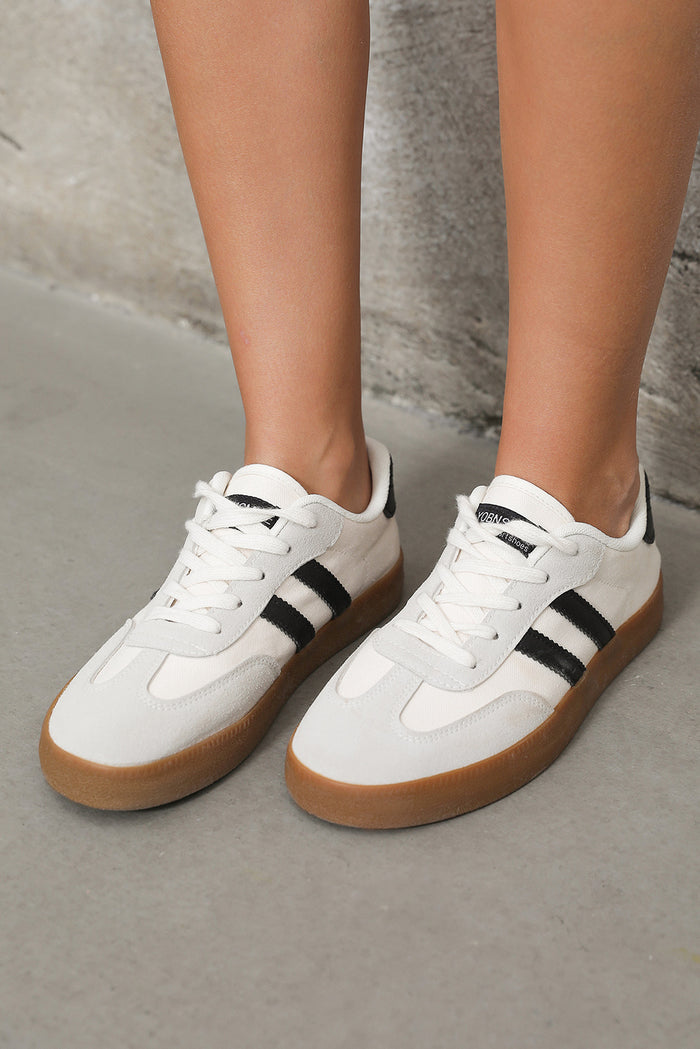 Black Stripe Gum Sole Court Sneaker