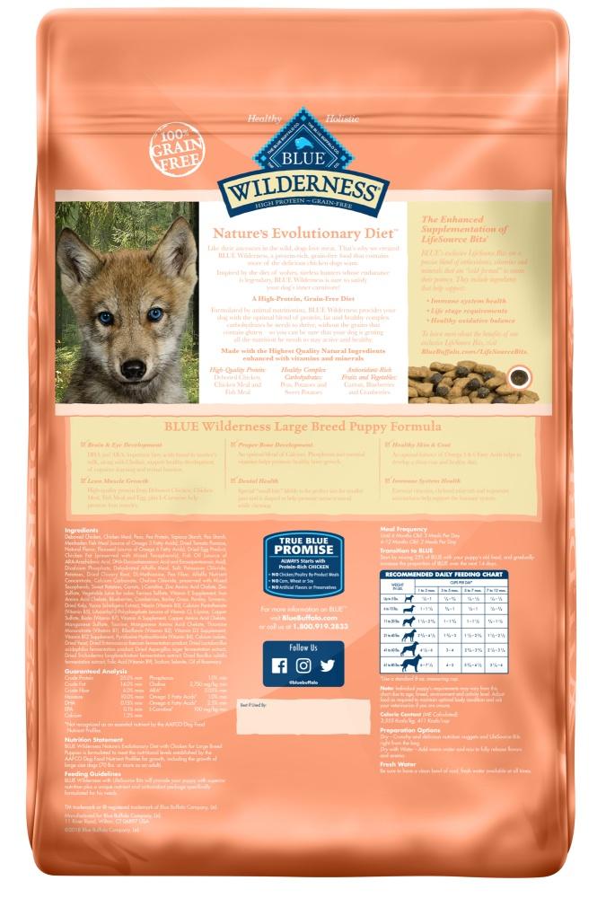 Blue Buffalo Wilderness Grain Free Chicken High Protein Recipe Large Breed Puppy Dry Dog Food