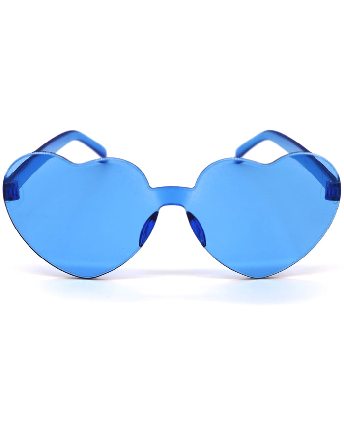 Blue heart shaped sunglasses front view