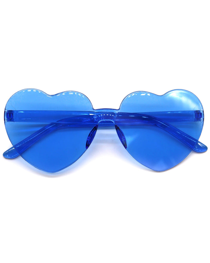 Blue heart sunglasses angled view