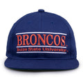 Boise State Retro Bar snapback hat in royal blue, front view