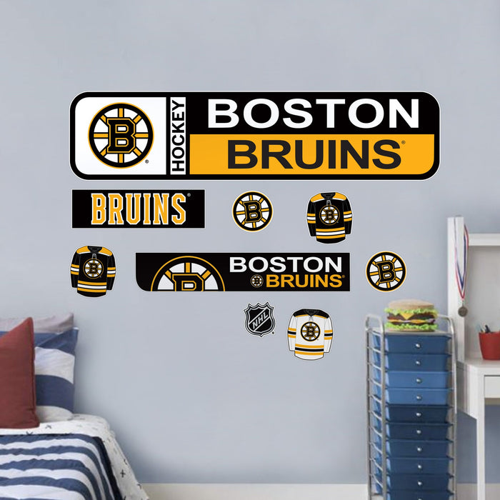 Boston Bruins Repositionable Wall Decal Set - Street Signs
