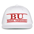 Boston Retro Bar snapback hat in white, front view