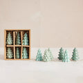 Boxed Set of Green Stoneware Trees